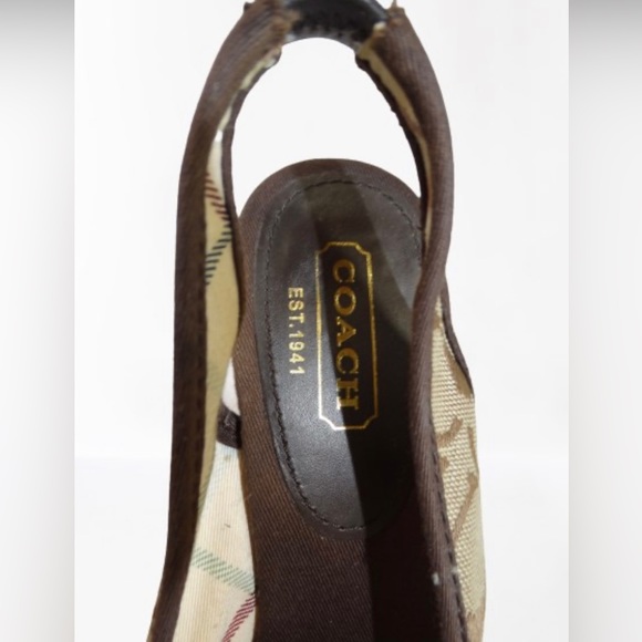 Coach Tarrah Brown Platform Wedge Heels Peeptoe Sandals Size 8 B - Picture 6 of 8